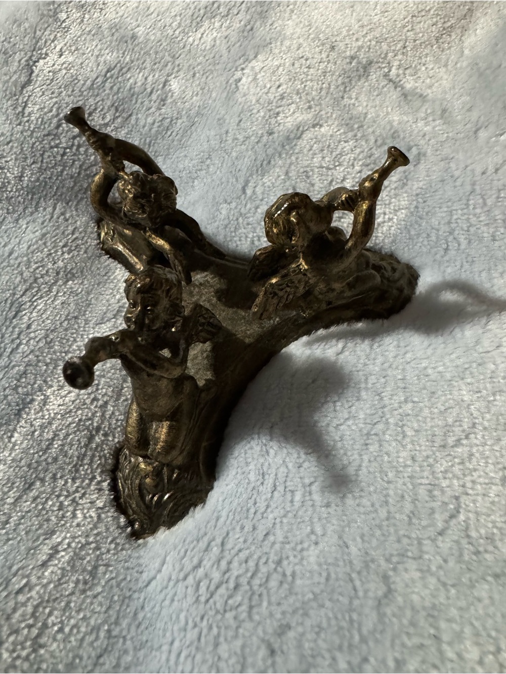 Antique-Style Vintage  Brass Cherub Decorative Stand
